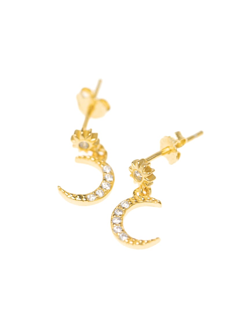 Lovisa - Ohrringe aus vergoldetem Sterlingsilber in Goldoptik mit Himmelskörper-Anhängern und Zirkonia-Besatz-Goldfarben von Lovisa