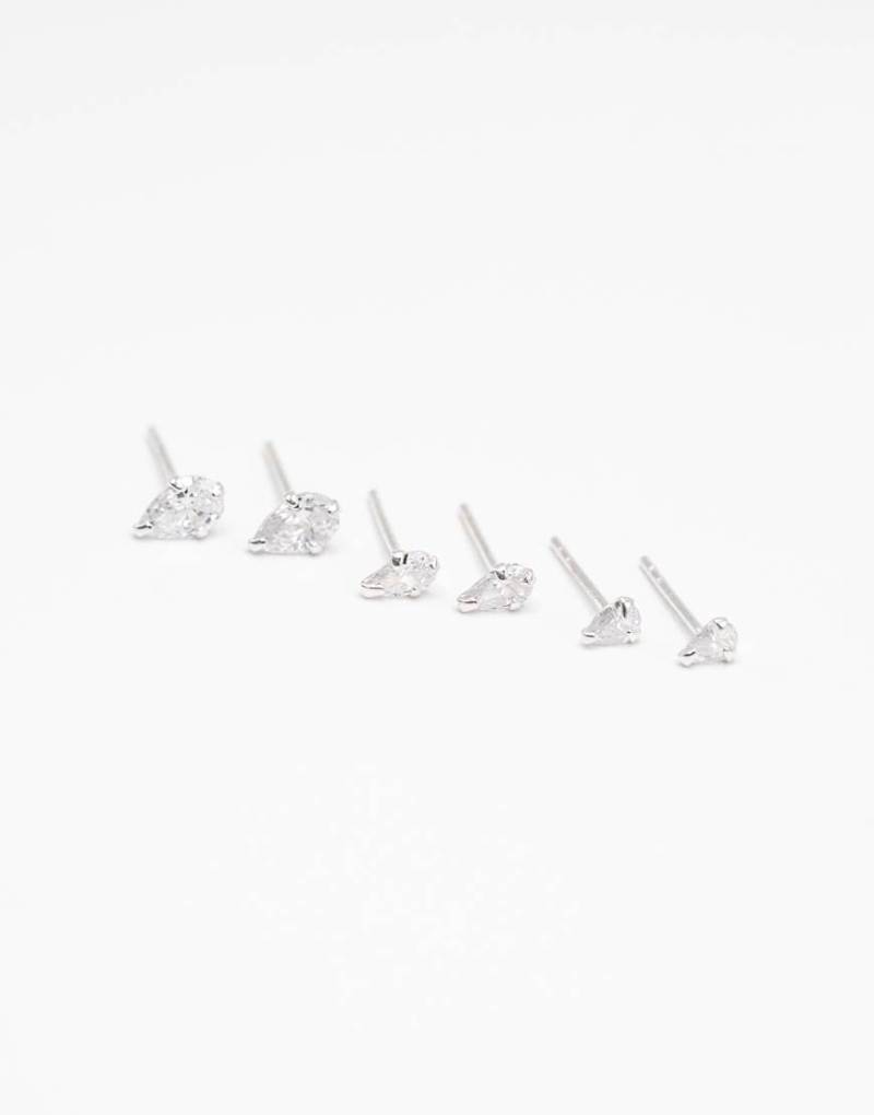 Lovisa - Ohrstecker im 3er-Pack aus Sterlingsilber mit Zirkonia-Schmucksteinen von Lovisa