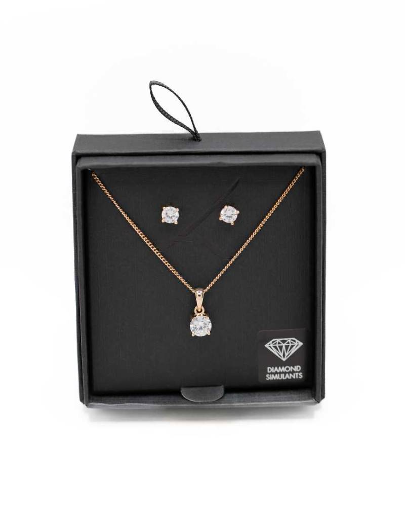 Lovisa - Set in Goldoptik mit Besatz aus goldfarben gefasstem Diamantimitat, bestehend aus Ohrringen und Halskette von Lovisa