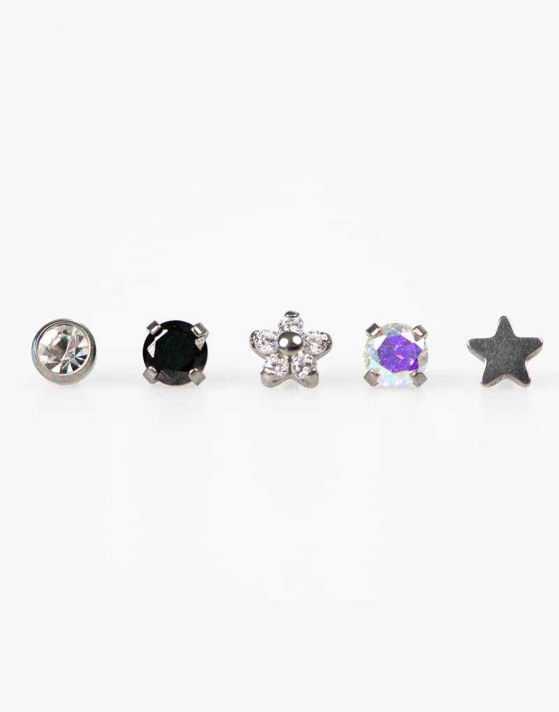 Lovisa - Set mit hübschen Piercings aus silberfarbenem Titan mit flachen Enden von Lovisa