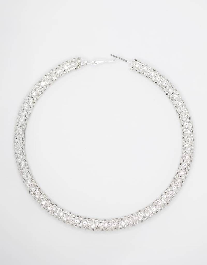 Lovisa - Silberfarbene Creolen im Strassketten-Design von Lovisa