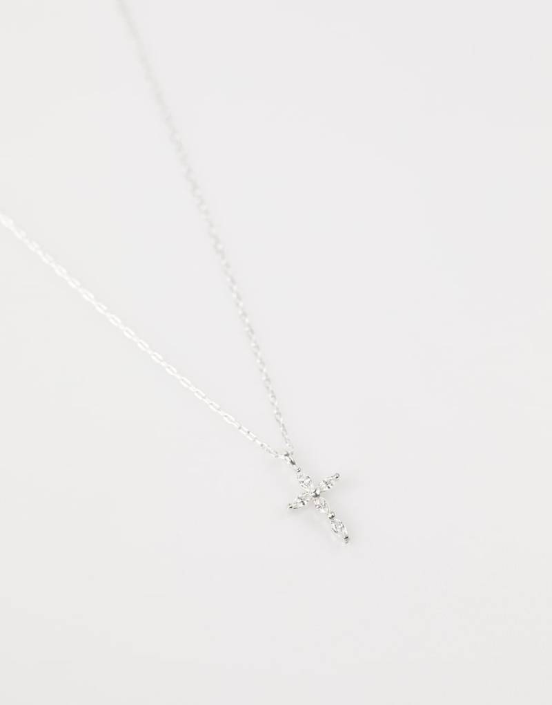 Lovisa - Silberfarbene Halskette aus Sterlingsilber mit Anhänger in Marquise-Schliff mit Zirkonia-Strass von Lovisa