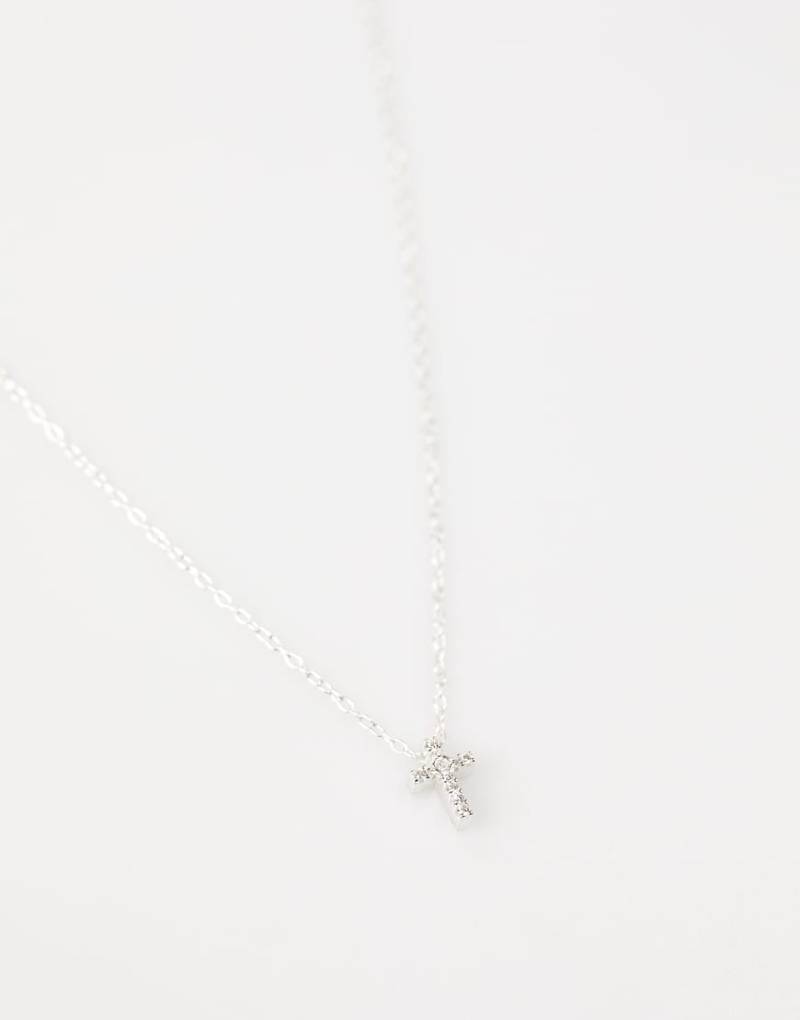 Lovisa - Silberfarbene Halskette aus Sterlingsilber mit Kreuzanhänger und Zirkonia-Strass von Lovisa