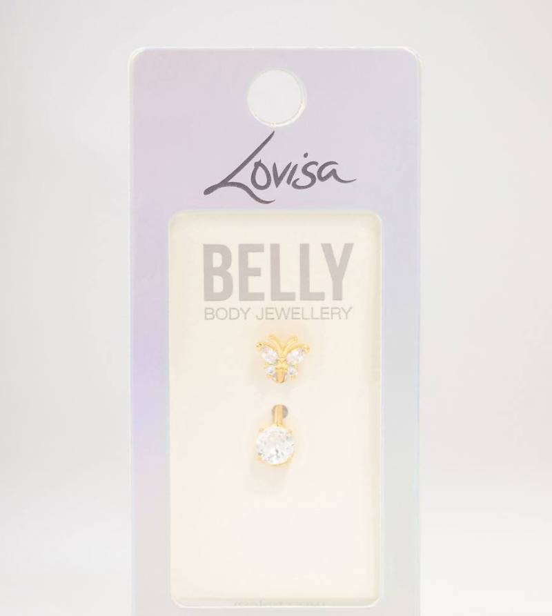 Lovisa - Goldfarbenes Bauchnabelpiercing aus Titan mit Zirkonia-Besatz von Lovisa