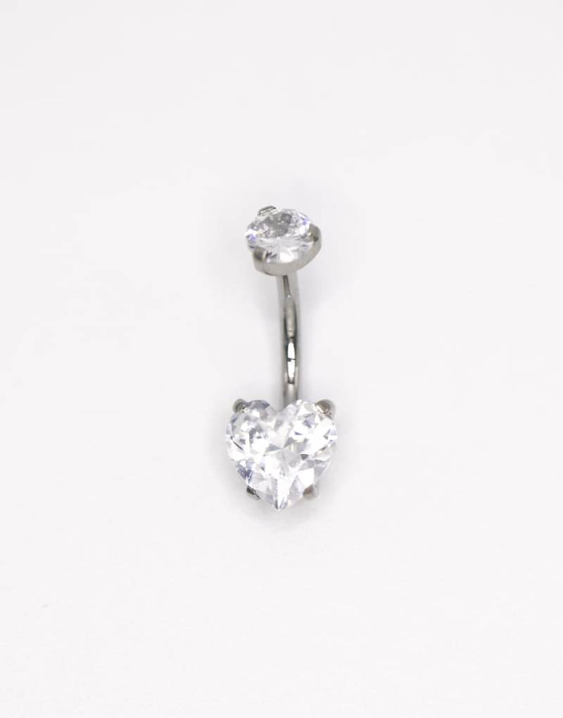 Lovisa - Titan-Bauchnabelpiercing in Silberoptik mit herzförmigem Schmuckstein von Lovisa