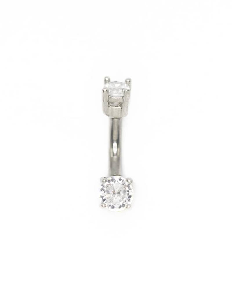 Lovisa - Titan-Bauchnabelpiercing in Silberoptik mit kleinem, rundem Zirkonia-Stein von Lovisa