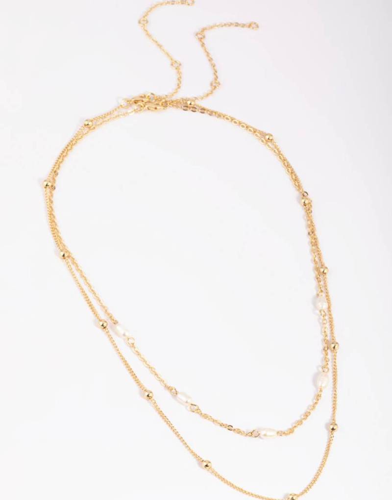 Lovisa - Vergoldete, mehrreihige Halskette in Goldoptik mit Süßwasserperlen-Goldfarben Lovisa - Vergoldete, mehrreihige Halskette in Goldoptik mit Süßwasserperlen-Goldfarben von Lovisa