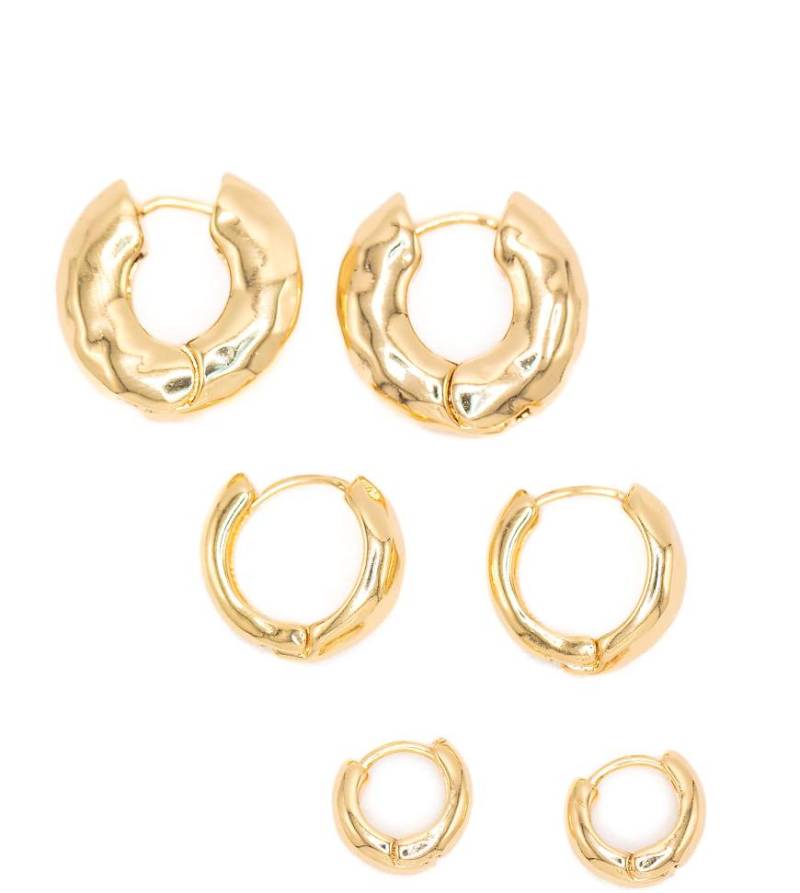 Lovisa - 3er-Pack vergoldete Creolen aus Messing in abgestufter, gehämmerter Optik-Goldfarben von Lovisa