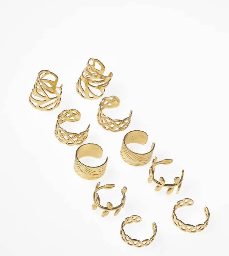 Lovisa - 10er-Pack vergoldete Ohrklemmen aus chirurgischem Stahl mit römischem Blattdesign-Goldfarben Lovisa - 10er-Pack vergoldete Ohrklemmen aus chirurgischem Stahl mit römischem Blattdesign-Goldfarben von Lovisa