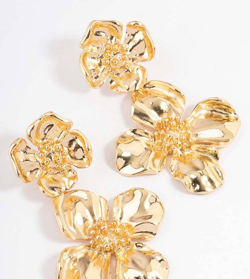 Lovisa - Vergoldete Ohrringe mit doppeltem Blumendesign-Goldfarben von Lovisa