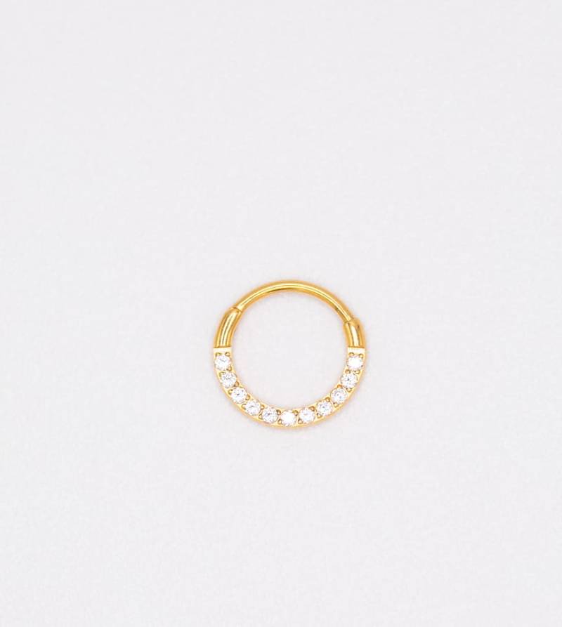 Lovisa - Vergoldeter Klapp-Ohrring aus Titan mit Zirkoniasteinen, 7 mm-Goldfarben von Lovisa