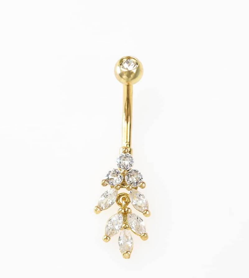 Lovisa - Vergoldetes Bauchnabelpiercing aus Chirurgenstahl mit Anhänger mit tropfenförmigen Marquise-Steinen-Goldfarben von Lovisa