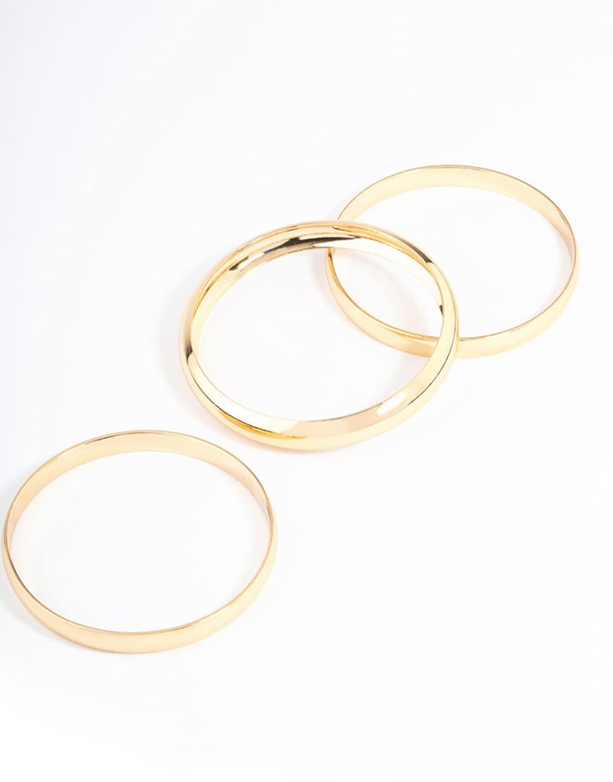 Lovisa - Vergoldetes Set mit klassischen, glatten Armreifen in mittlerer Größe in Goldoptik-Goldfarben von Lovisa