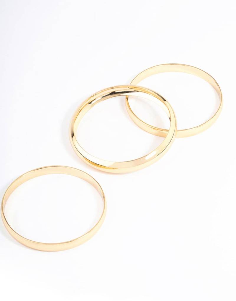Lovisa - Vergoldetes Set mit klassischen, glatten Armreifen in mittlerer Größe in Goldoptik-Goldfarben von Lovisa
