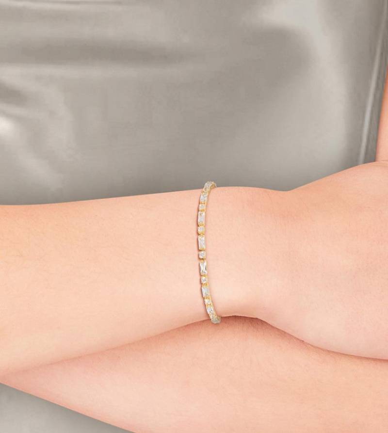 Lovisa - Vergoldetes Tennis-Armband mit Schmuckstein in Baguette-Schliff-Goldfarben von Lovisa