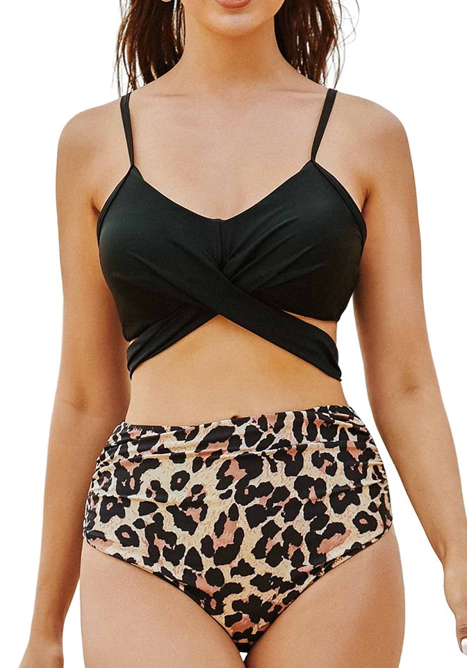 Lovolotti Push-Up-Bikini Damen Highwaist BIKINI SET-202239 Leopard Ohne Bügel, Push Up Effekt von Lovolotti