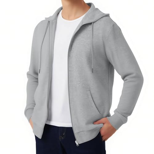 Kapuzenpullover Herren mit Reißverschluss – Herbst Langarm Fleecejacke – Modisch Einfarbig Zip Hoodie – Winter Microfleece Kapuzenjacke von Lovraj