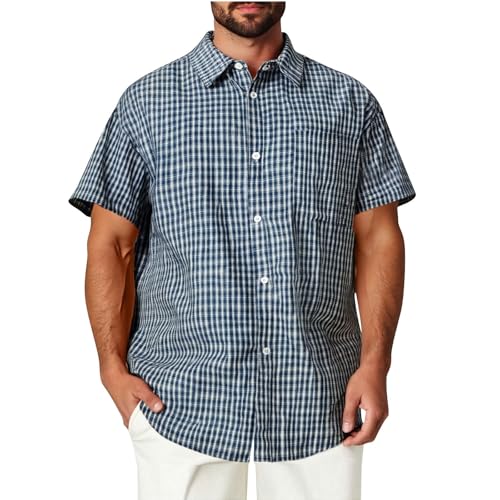Lovraj Kariertes Hemd Herren Kurzarm – Große Größen Sommer Freizeithemd – Modern Fit Button Down Sommerhemd – Casual Kurzarmhemd mit Brusttasche von Lovraj
