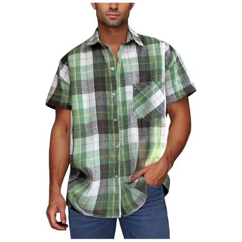 Lovraj Kariertes Hemd Herren Kurzarm – Große Größen Sommer Kurzarmhemd – Button Down Freizeithemd mit Brusttasche von Lovraj