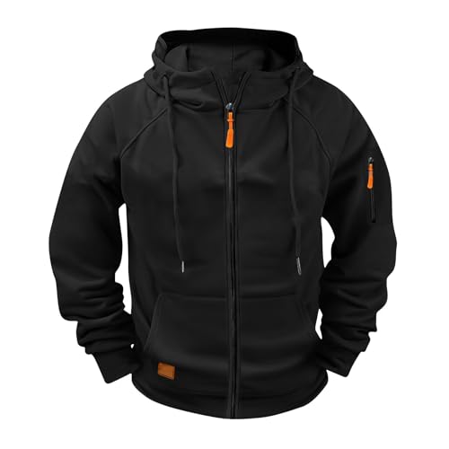 Übergangsjacke Herren Sportlich – Freizeit Langarm Fleece Kapuzenjacke – Herbst Winter Outdoorjacje mit Mehrere Taschen von Lovraj