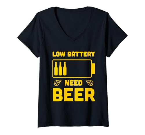 Damen Low Battery - Need Beer! - Easy Going Fashion T-Shirt mit V-Ausschnitt Damen Low Battery - Need Beer! - Easy Going Fashion T-Shirt mit V-Ausschnitt von Low Battery - need Beer!