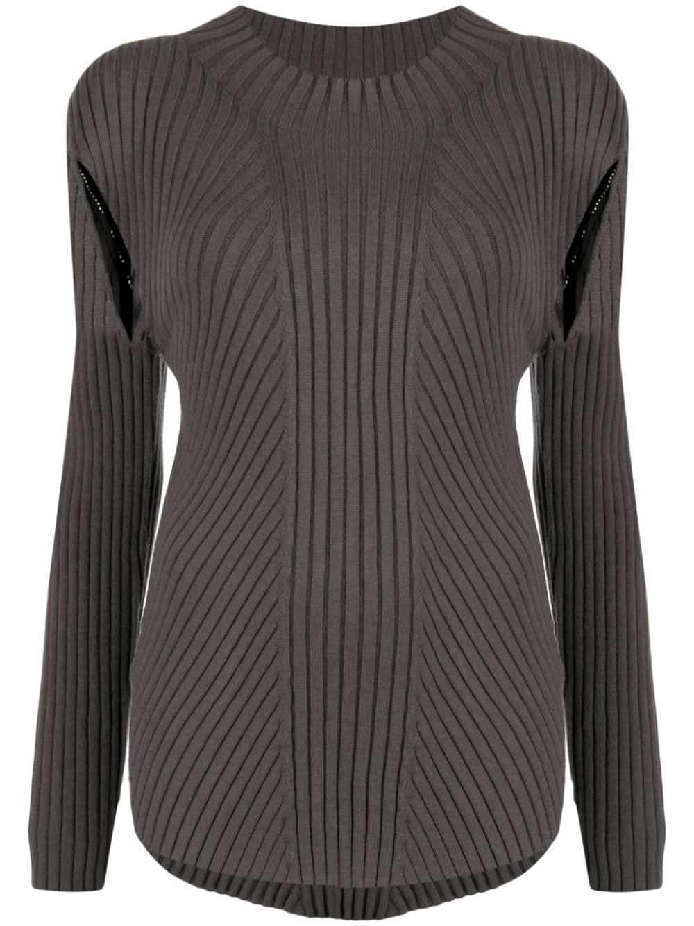 Low Classic Gerippter Strickpullover mit Cut-Out - Grün von Low Classic