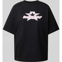 Low Lights Studios Oversized T-Shirt mit Label-Print Modell 'SUPERSTAR' in Black, Größe S von Low Lights Studios