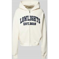 Low Lights Studios Sweatjacke mit Label-Stitching Modell 'COLLEGE' in Ecru, Größe XL von Low Lights Studios