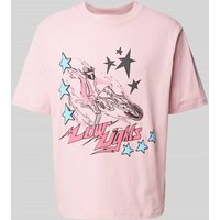 Low Lights Studios T-Shirt mit Label-Print Modell 'Startail' in Pink, Größe S von Low Lights Studios