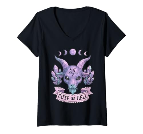 Damen Niedliches geometrisches Baphomet Low Poly Pastell Goth Wicca T-Shirt mit V-Ausschnitt Damen Niedliches geometrisches Baphomet Low Poly Pastell Goth Wicca T-Shirt mit V-Ausschnitt von Low Poly Baphomet Halloween Wiccan Pagan Design