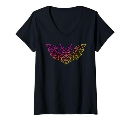 Damen Minimale abstrakte Polygon Vampirfledermaus niedrig Poly geometrisch T-Shirt mit V-Ausschnitt Damen Minimale abstrakte Polygon Vampirfledermaus niedrig Poly geometrisch T-Shirt mit V-Ausschnitt von Low Poly Halloween Vampire Bat Design