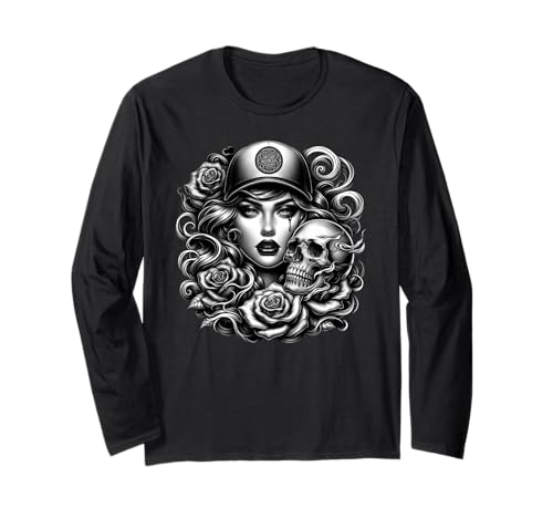 Chicano Mexikanische Straßenkultur Lowrider Schöne Frauen Langarmshirt Chicano Mexikanische Straßenkultur Lowrider Schöne Frauen Langarmshirt von LowRider Legends