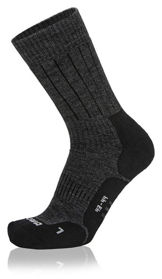 Lowa Wandersocken Crew Winter (Materialmix, hoher Tragekomfort) grau/schwarz - 1 Paar von Lowa