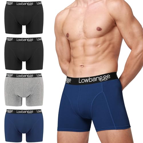 Lowbangge Boxer Shorts Men's Underwear, Boxershorts Herren Baumwolle, Komfortabler Schnitt mit hochwertiger Verarbeitung, Pack of 4 von Lowbangge