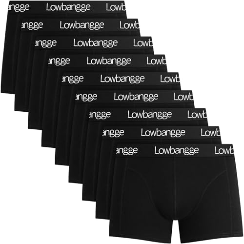 Lowbangge Boxershorts Herren 9er Pack, Unterhosen Männer Baumwolle, Mit 3D-Schnitt, Hoher Komfort&Atmungsaktiv, Ohne Aufrollen, Enge im Schritt vermeiden von Lowbangge