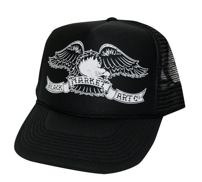 Eagle Foam Black Market Art Company Snap Back Trucker-Hut | Baseballmütze Trucker Cap Snapback Hüte Kappen Adlerhüte von LowbrowArtCompany