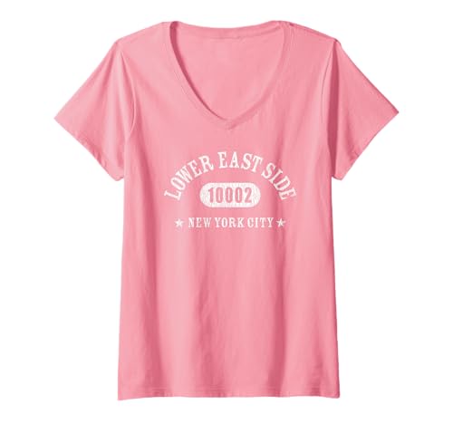Damen Lower East Side New York City 10002 Athletic mit Details T-Shirt mit V-Ausschnitt von Lower East Side New York NYC With Details Shop