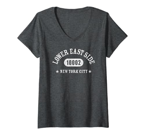 Damen Lower East Side New York City 10002 Athletic mit Details T-Shirt mit V-Ausschnitt von Lower East Side New York NYC With Details Shop