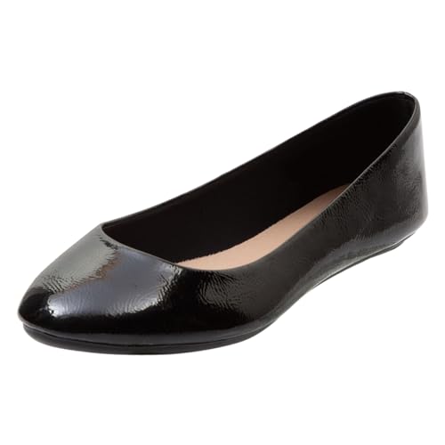 Lower East Side Damen Lack Chelsea Round Toe Dress Casual Flats, Schwarz Lack, 42 EU Lower East Side Damen Lack Chelsea Round Toe Dress Casual Flats, Schwarz Lack, 42 EU von Lower East Side