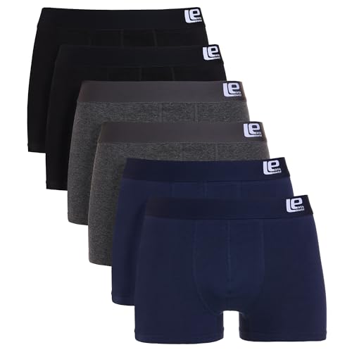 Lower East Herren LE159 Boxershorts, Schwarz/Dunkelgrau/Navy (6er Pack), 3XL von Lower East
