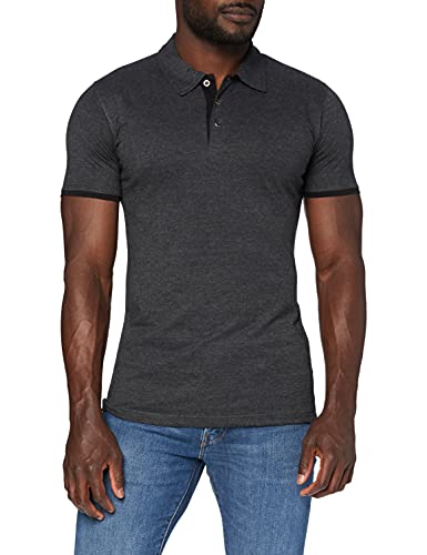 Lower East Herren Slim Fit Poloshirt, Anthrazit Melange/Schwarz, 3XL von Lower East