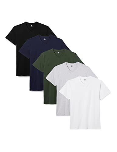 Lower East Herren T-Shirt (5er Pack), Weiß/Hellgrau Melange/Dunkelblau/Dunkelgrün/Schwarz, XL von Lower East