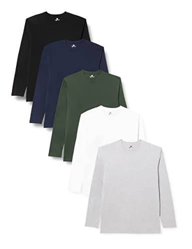 Lower East Herren LE133 Langarmshirt, Schwarz/Dunkelgrün/Dunkelblau/Hellgrau Melange/Weiß (5er Pack), XL Lower East Herren LE133 Langarmshirt, Schwarz/Dunkelgrün/Dunkelblau/Hellgrau Melange/Weiß (5er Pack), XL von Lower East
