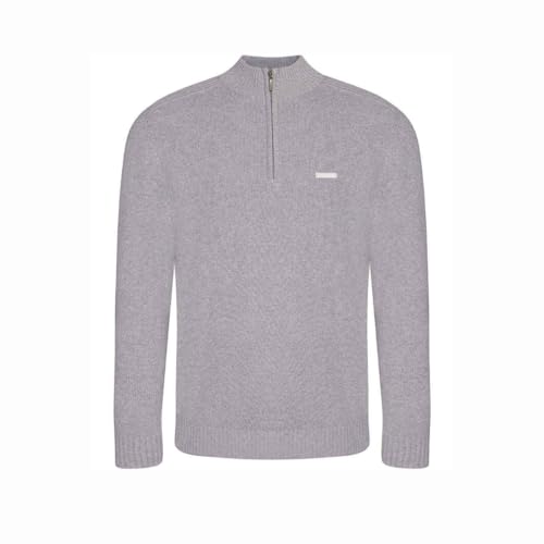 Lowkey 1/4 Zip Sweater (Grau) | Unisex Feinripp Sweatshirt für Männer und Frauen Moderner Fit | Gerippter 1/2 Zip Sweater Regular Fit von Lowkey