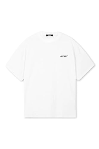Lowkey Heavy Oversize T-Shirt │ Oversize Tshirt Modern Fit Streetwear 235GSM Fashion T-Shirt Herren Damen │Basic T-Shirt Logo Design (M, Weiß) von Lowkey