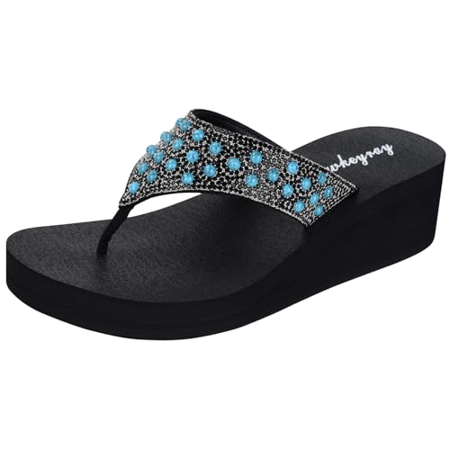 Lowkeyray Damen Strass Flip-Flop Sandalen, Türkis/Ausflug, einfarbig (Getaway Solids), 39 EU von Lowkeyray