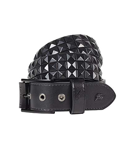 Lowlife of London Belts Triple S Nieten 3 Reihen Pyramide Ledergürtel Nieten Punk Goth Rock Pyramide Gürtel Metall Nieten Dreireihige Nieten für Damen und Herren, mattes schwarz, 36" - 38" Waist (L) von Lowlife