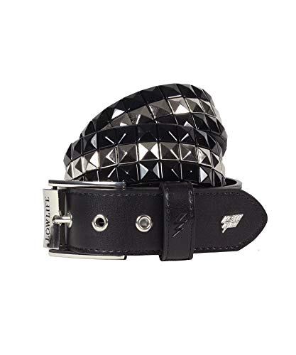 Lowlife of London Belts Triple S Nieten 3 Reihen Pyramide Ledergürtel Nieten Punk Goth Rock Pyramide Gürtel Metall Nieten Dreireihige Nieten für Damen und Herren, Silberfarbene Streifen, 36" - 38" von Lowlife