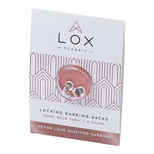 LOX Ohrstecker Verschlüsse für Damen – Earring Stopper Back – Einfache Verwendung, hypoallergen – Ideal für alle Ohrstecker – 2 Paar – Rosegold von Lox