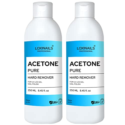 Aceton UV Nagellack Entferner 2x250ml – 100% Acetone – Gel Nagellack Entfrernung - Nagellackentfernerm mit Aceton Pur - Shellac Remover – Reines aceton UV Lack Entferner – Nail Polish Remover von LoxiNails Professional